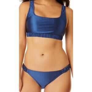 No Boundaries Juniors Lurex Tipped Push Up Top and Bottoms Bikini Storm Blue Med